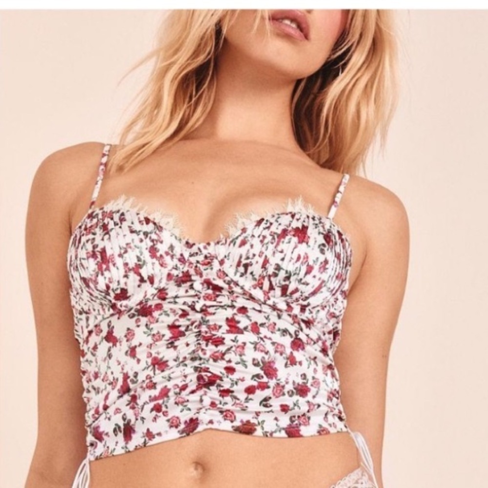 New! For love and lemons melrose rose floral bustier top 3335